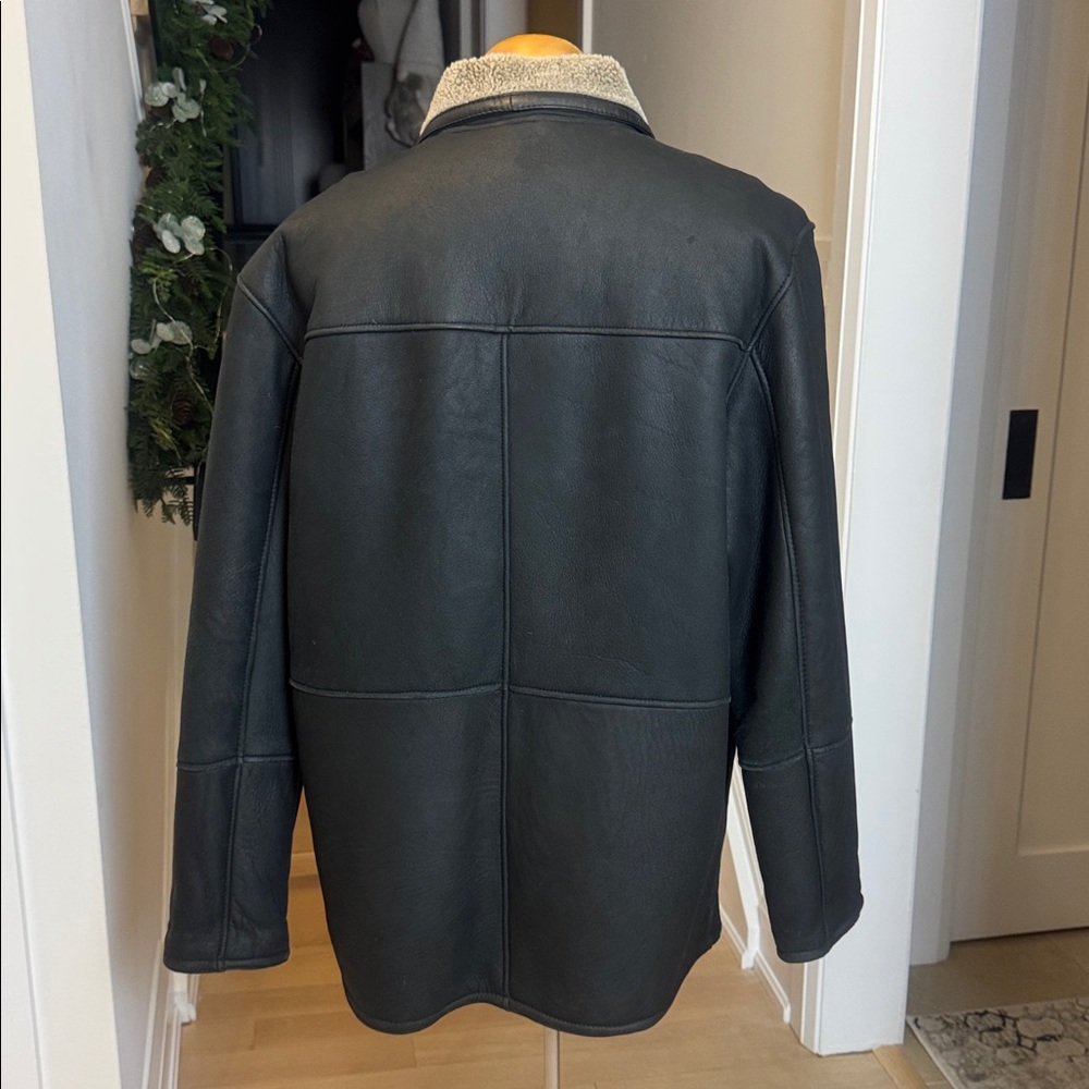 Men’s Genuine Sheepskin Shearling Coat – Black – L/XL - Picture 3 of 7